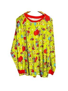 Dr. Seus Merry Grinchmas Christmas Green & Red Long Sleeve Pajama Top Women’s 2X